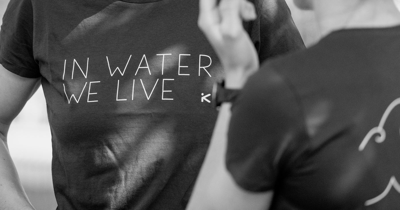 Detail of a in water we live T-shirt. 